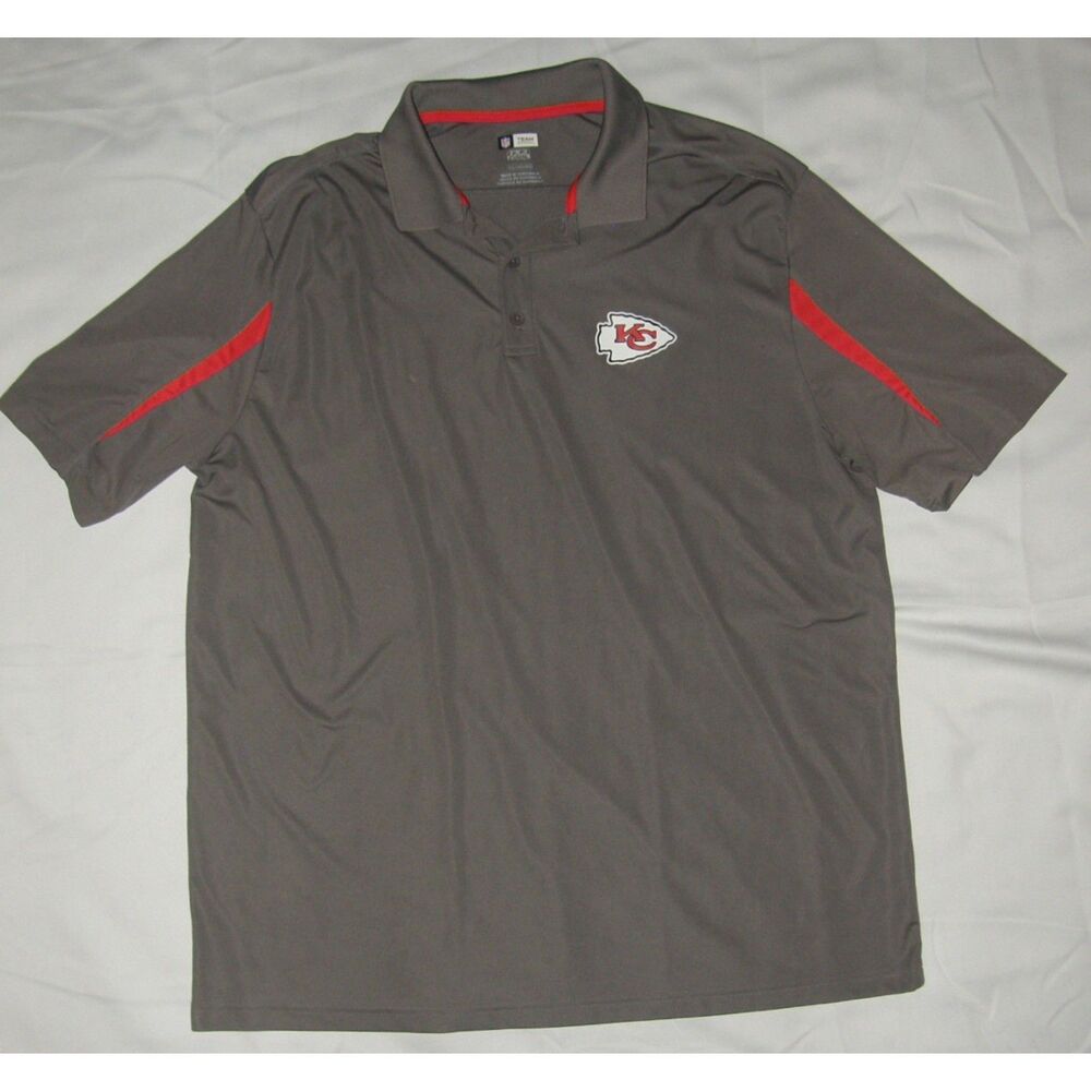 NFL TEAM APPAREL Mens Sz 3XL Gray KANSAS CITY CHIEFS Moisture Wicking Polo Shirt